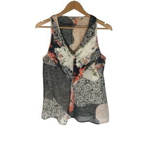 X6- Small Guess Floral Patchwork V-Neck Sleeveless Camisole -